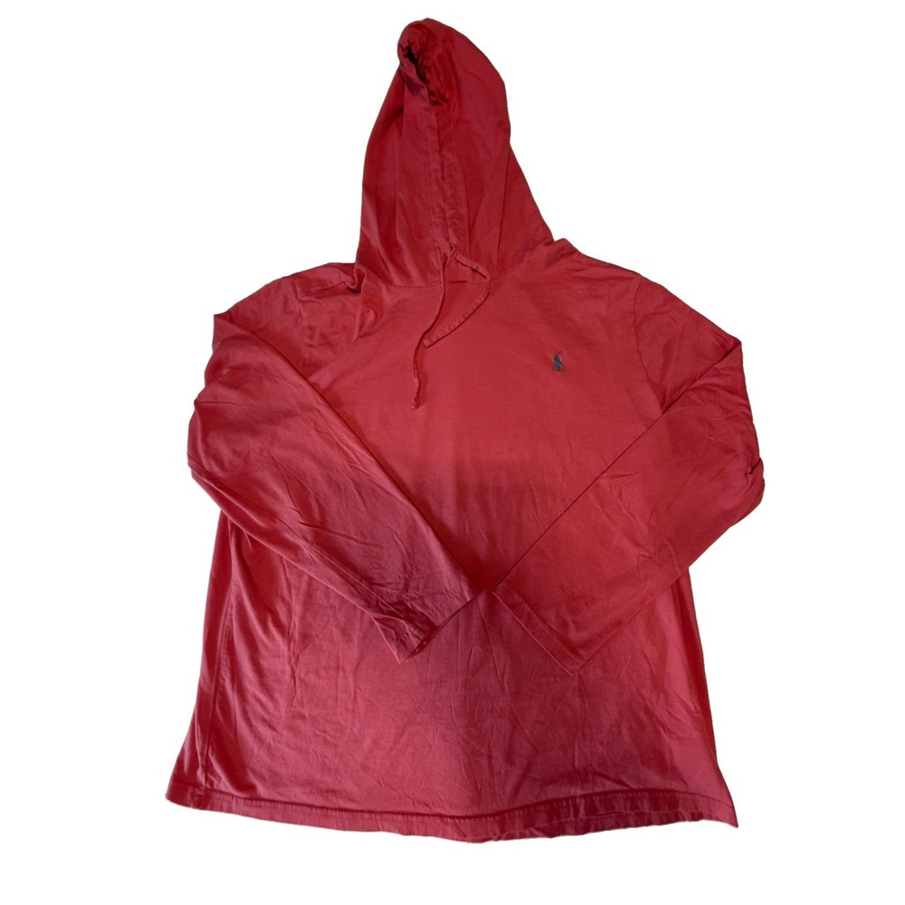 Polo Ralph Lauren Hoodie Mens XXL Red Cotton Jersey Long Sleeve Pony Logo